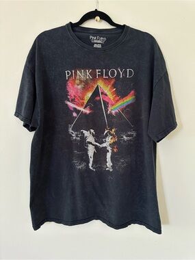 Pink Floyd Black Tee with Multicolor Prism and Astronauts